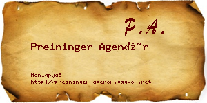 Preininger Agenór névjegykártya